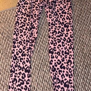 Aerie Pink and Black Leopard Kids Leggings